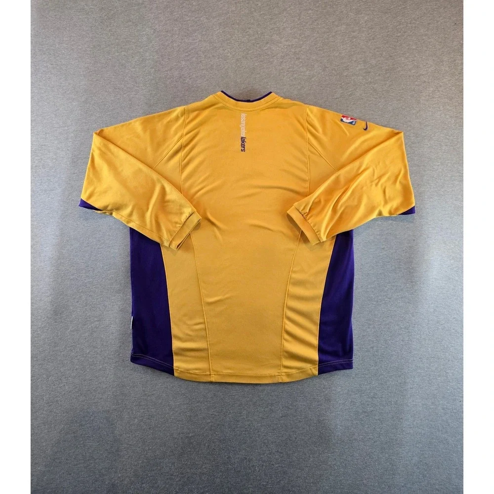 Vintage Nike Warm Up Shirt Mens Large Gold 2002-03 Los Angeles Lakers NBA Y2K